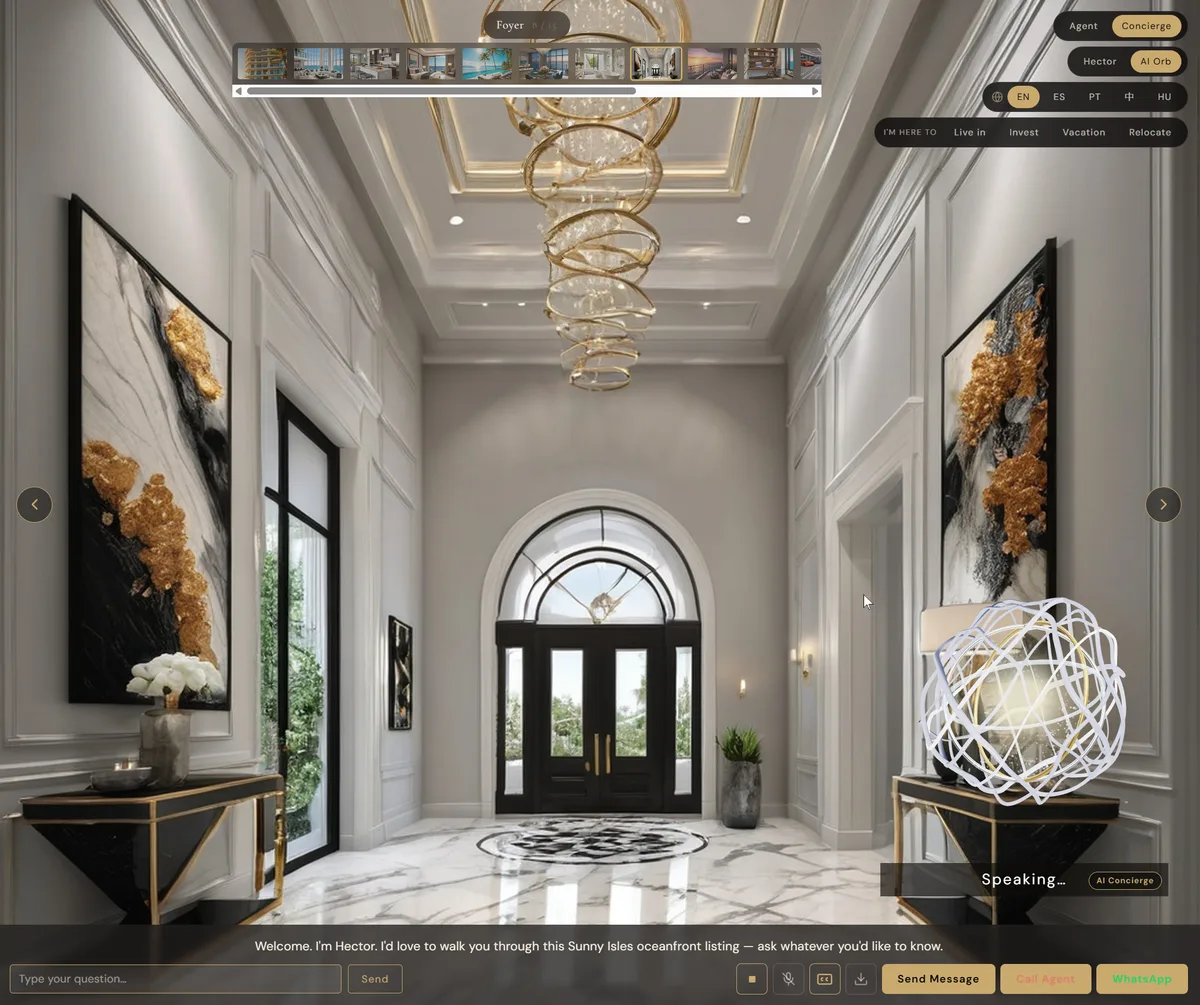 Minimal AI Orb concierge interface